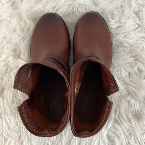 FRYE Veronica Leather Tan Booties Boots Slip On Western Cowgirl Size 8 NEW - Picture 7 of 16